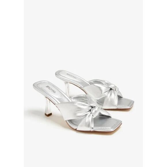 Michael Kors Elena 40S4ELHS1M Slide Women 10 Silver Knotted Strap Sandal ZPO1711 - Picture 14 of 14